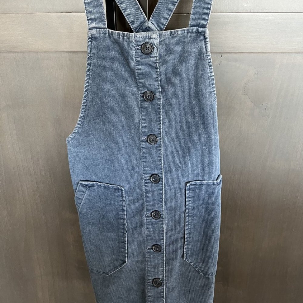 AE blue cord front pocket dress